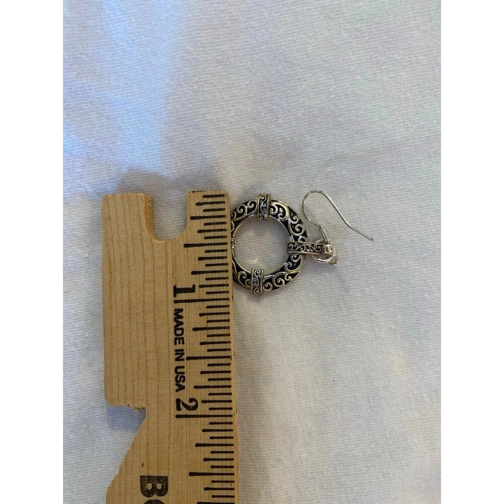 Earrings Dangly Round Hoop Vintage Silver Look  Boho Lightweight‎ Trendy Casual